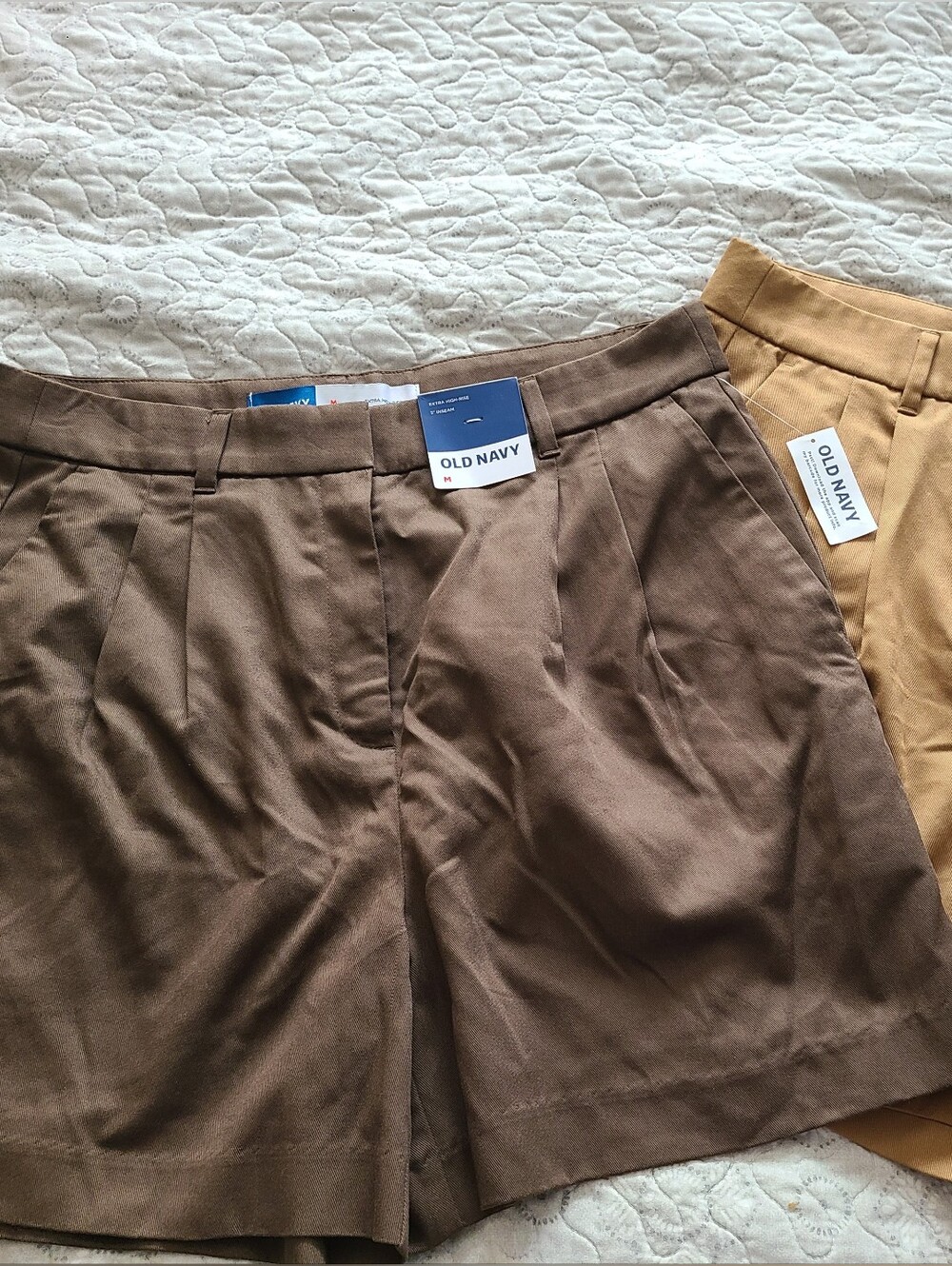 Old Navy Brown and Tan Pleated High-Rise Shorts Duo